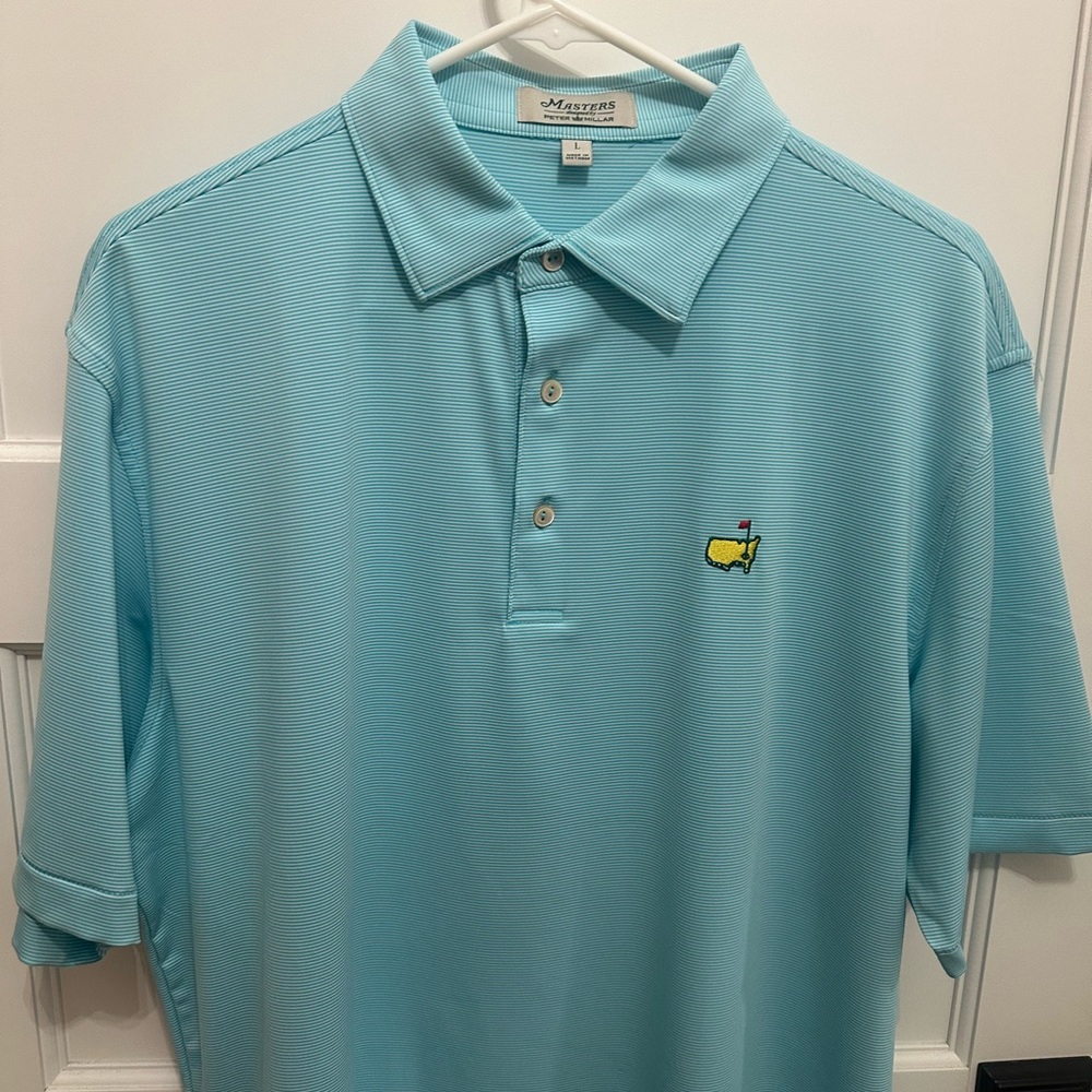 Peter Millar Aqua Blue Golf Polo with Embroidered Masters Logo